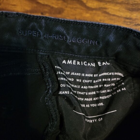 American Eagle Jeans 4 R Jegging Super Hi Rise 360 Next Level Stretch Black Wash - Picture 5 of 12